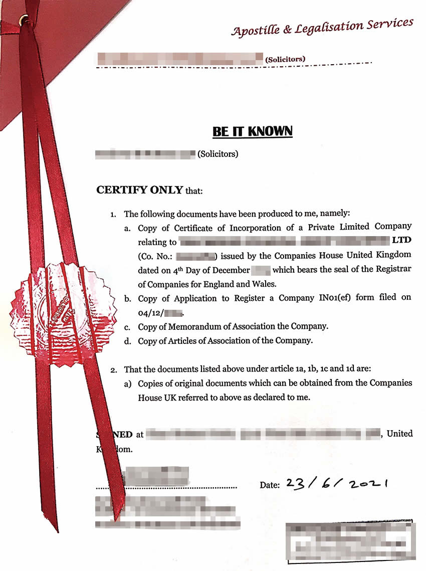 英國(guó)公司公證認(rèn)證樣本
